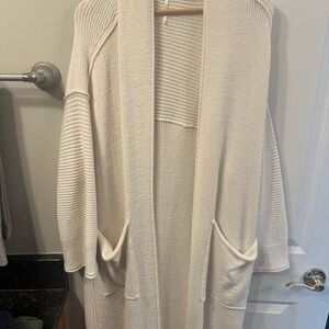 Free People Cream Open-Front Cardigan